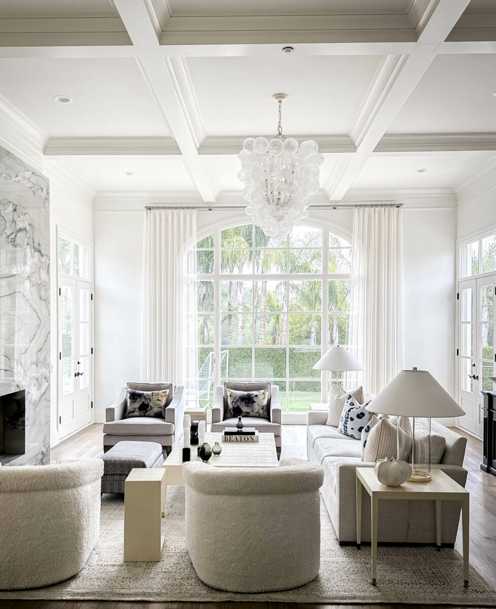 white sheer drapes living room